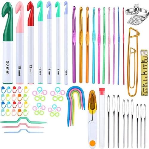 ABSF Crochet Set,Huge Plastic Crochet Needles Aluminum Crochet Needle Big Eye Blunt Needles,Crochet Accessories,for Beginners