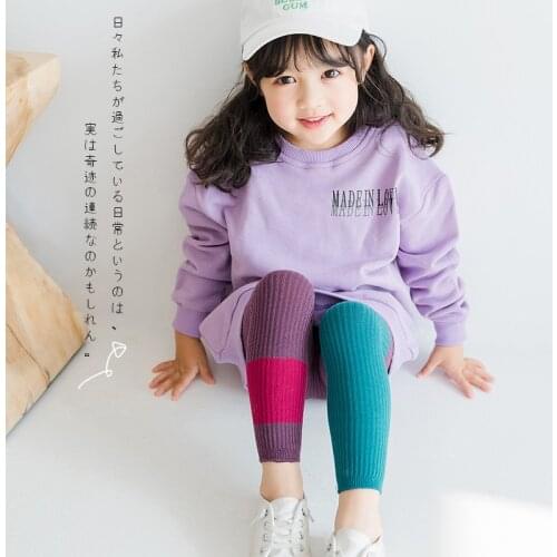 New Spring Colorful Mixed Tights for girls Patchwork Baby Girl Stretch Trouser Skinny Pants Kids Pantyhose Knit Cotton Stockings