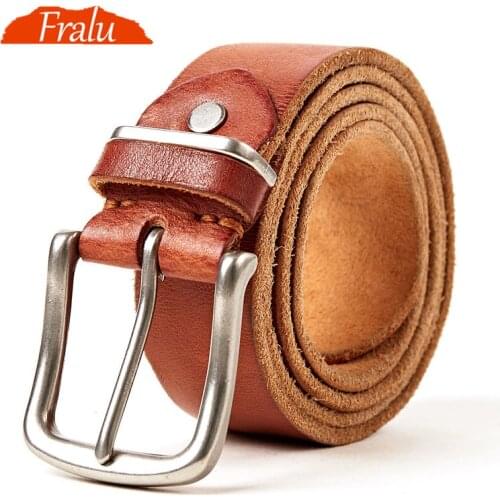 FRALU new men belt cow genuine leather luxury strap male belts for men new fashion classice vintage pin buckle cinturon hombre