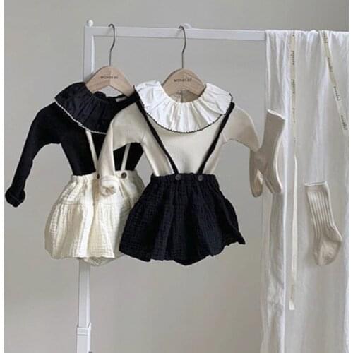 Adorable princess girls lace romper dress autumn petal collar shirt for girls long sleeve tops children suspender jumpsuit for c