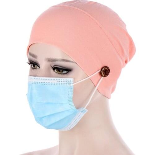 Women Muslim Hijab Scarf Inner Hijab Caps With Button Ladies Islamic Cross Headband Turban Headwrap Hairband Women Headscarf