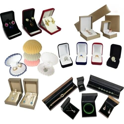 Jewelry Box Plastic Flock Case for Ring Earrings Necklace Holder Gift Jewellery Pendant Organizer Bracelet Storage Joyero