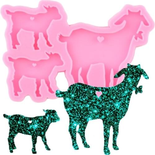 Shiny Goat Family Silicone Molds DIY Sheep Dad Mom Baby Resin Epoxy Keychains Mould for Fashion Pendant Jewelry Keychains