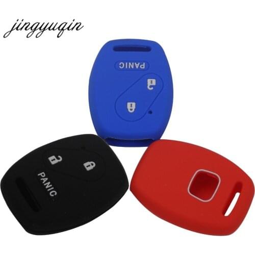 Jingyuqin Silicone 2 BTN+Panic Remote Key Cover fit for HONDA Odyssey Rigeline Accord Fit Fob Key Case Holder Sport Style