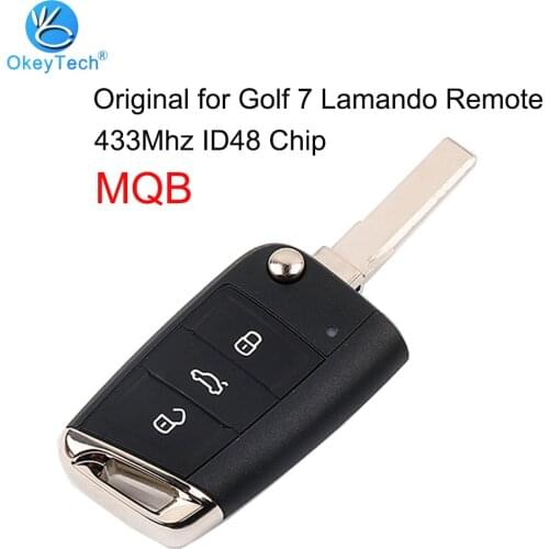 OkeyTech for Volkswagen V W Golf 7 Lamando Tiguan L Remote Smart Key Original MQB Flip Fold 3 Button HAA Blade 433Mhz ID48 Chip