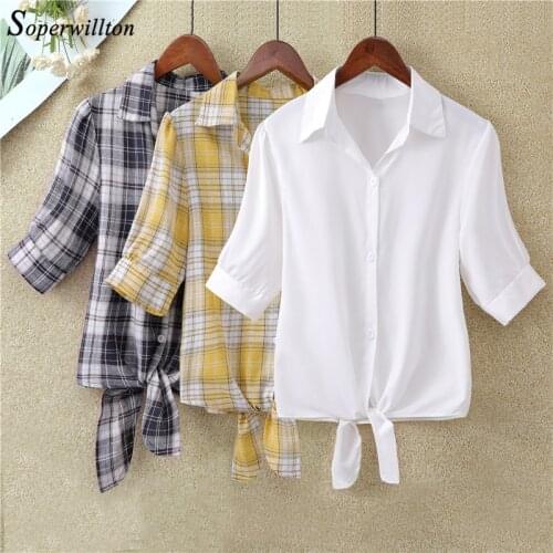 Женские рубашки в клетку Soperwillton China At AliExpress