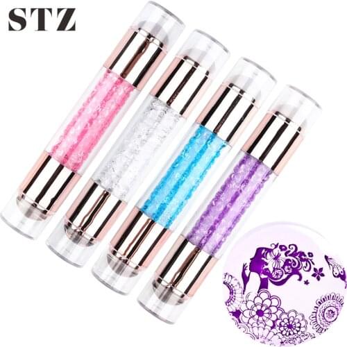 STZ Double Sided Nail Stamper Scraper Sets Clear White Jelly Silicone Head Nail Art Templates Stamping Print Image Tools #1836