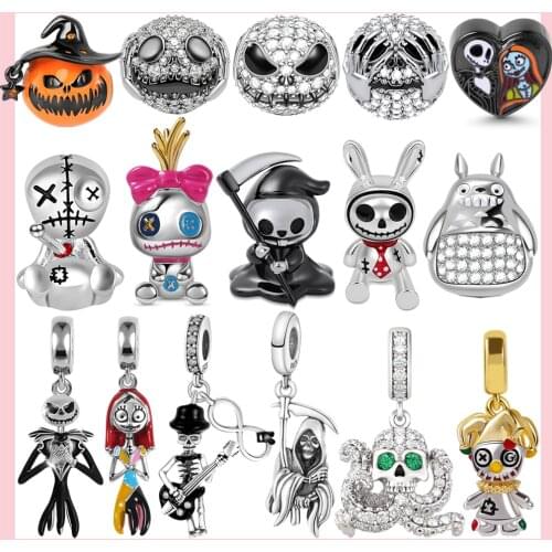 Halloween Theme 925 Sterling Silver Beads Dragon Skull Gothic Charm Fit Original Pandora Bracelet Women DIY Jewelry Making Gift