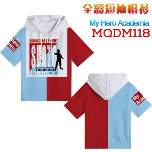 My Hero Academia Short Sleeve Hoodie Cosplay Costume Boku No Hero Academia All Might Todoroki Shoto Hooded Sweatshirt