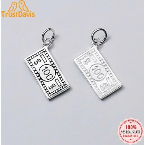Trustdavis Real 925 Sterling Silver Fashion Sweet Dollar Money Charm Pendant Handmade DIY Accessories Jewelry Wholesale DZ230