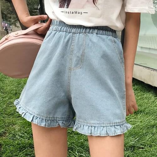Vetement Femme 2021 Summer Elastic Waist Thin Denim Shorts Plus Size Fashion Casual Basic All Match Pantalones Cortos De Mujer