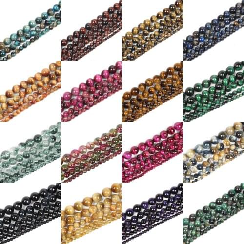 Factory Price Tiger Eyes Natural Stone Beads For Jewelry Making Round Loose For DIY Bracelets Necklaces Pick Size 4/6/8/10/12 MM