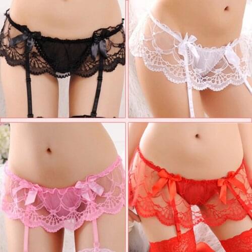 Womens Sexy Lace Garter Suspenders Transparent Adjustable Breasted Waist Belt Underwear For Stockings