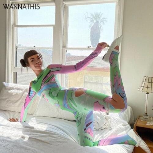 WannaThis Y2K Workout Hollow Out Wear Rompers Women Jumpsuit Sport O-Neck Long Sleeve Fitness Jumpsuit Elastic Skinny Casual2021