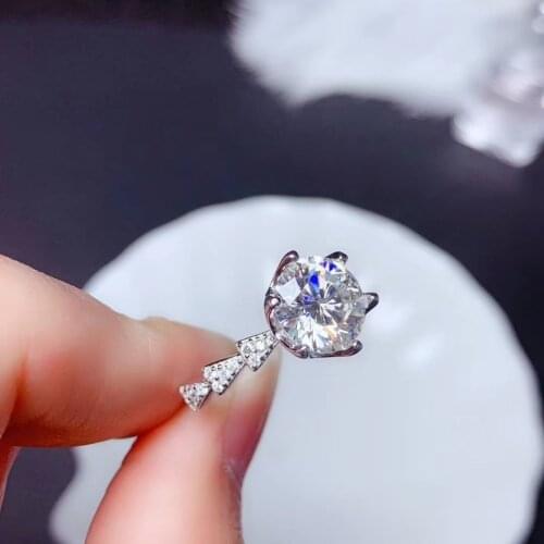 Crackling moissanite gemstone ring for women jewelry engagement ring for wedding 925 sterling silver ring birthday New Year gift