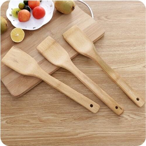 1Pc Bamboo Spatula Natural Bamboo Wood Kitchen Spatula Spoon Holder Cooking Utensils Dinner Food Wok Shovel Kitchen Accessories