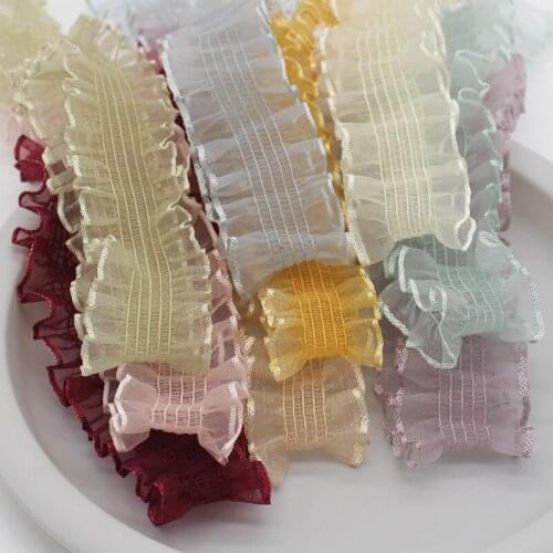 1Yards High Quality Chiffon Lace Fabric Sewing Supplies Ribbon 3cm Elastic Laces Ribbon Elastic Lace Trim encajes dentelle LA26