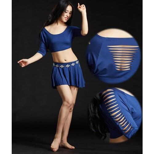 2021 New 5113 Belly Dance Dress Women Striped Design Sleeve Tops Lotus Skirt Latin Dance Dress Performance Modern Dancing Dress