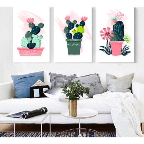 3pcs Plant Cactus Flower Picture The Modular mosaic full square diamond embroidery crafts diamond painting cross stitch WW031