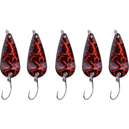 5Pcs Fishing Lures Set Copper Spoon Sequins Metal Lures Hard Baits Crankbait with Single Hook Lures Set