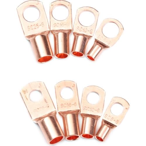 50Pcs Bolt Hole Tinned Copper Lugs Ring Battery Terminals Bare Cable Electric Crimp Wire Connectors Assortment Kit