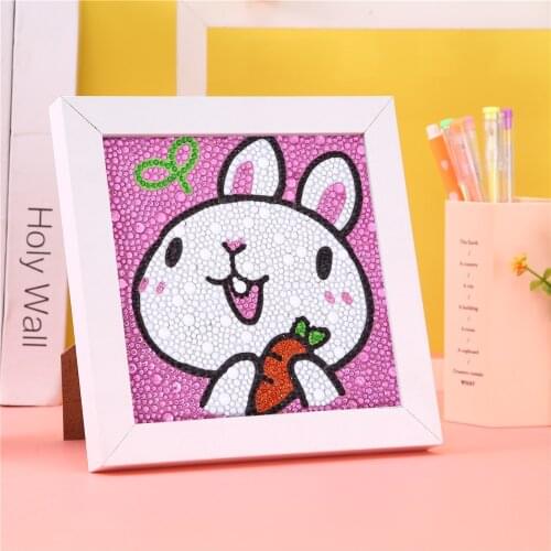 HUACAN Diamond Embroidery Children Special Shaped Diamond Painting Cartoon Rabbit DIY Children Gift Handmade With Frame 15X15cm