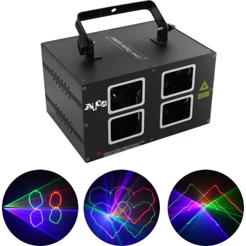 AUCD 4 Lens Single Scan 500mW RGBG Projector Laser Lights Pro Xmas Disco DJ Party DMX Beam Moving Ray Show Stage Lighting DJ-4L