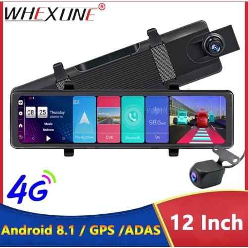 WHEXUNE 4G IPS rear view mirror car camera Android 8.1 GPS Navigation 2GB RAM 32GB ROM ADAS FHD 1080P dash cam video recorder