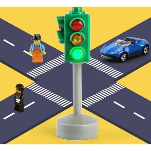 Mini Traffic Signs Road Light Block with Sound LED Children Safety Educational Toy Toddler Early Education Cognition Toys