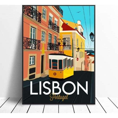 Lisbon Travel Canvas Print Wall Art Poster Picture Modern Minimalist Bedroom Living Room Decoration No Frame