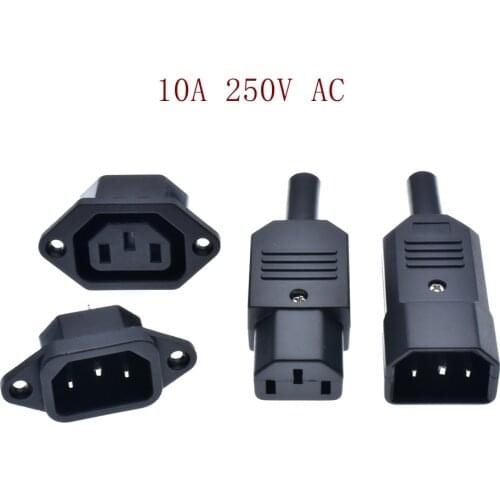 IEC320 C14 C13 Electrical AC Socket 3 Female Male Inlet Plug Connector 3pin Socket Mount