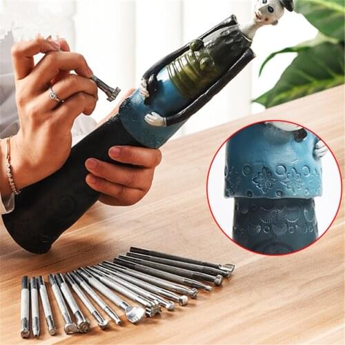 Pottery Texture Metal Stamping Tools Flower Shape Embossing Stamp Set Clay Ceramic Craft Handmade Diy Design Modeling Tool