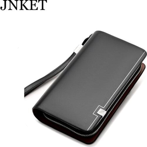 JNKET Mens Casual Business PU Leather Wallets Double Zipper Multifunctional Bank/ID Card Wallet Large Capacity Clutch Bag
