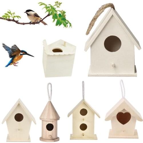 Creative Wooden Bird House With Hanging Rope Home Gardening Diy Birds Decoration Hot Types 5 Nest Wall-mounted Wood Y3Q7