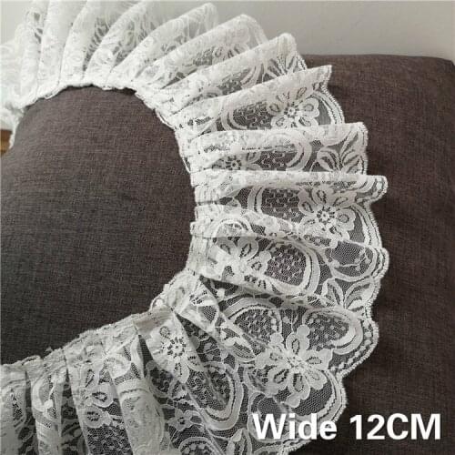 12cm Wide White Tulle 3d Guipure Lace Fabric Cotton Flowers Embroidered Ribbon Ruffle Trim Diy Hand Crafts Curtain Dress Sewing