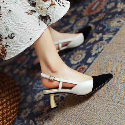 New Style French High-heeled Shoes In Summer 2021 Thin Heel Pointed Head Matching High Heel Back Empty Womens Sandals