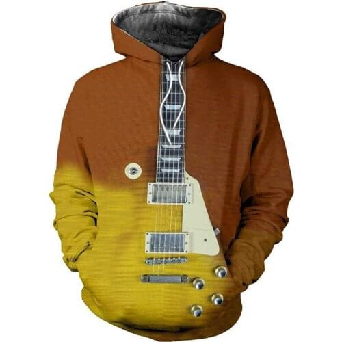3D all print electric guitar art fashion zipper shirt casual Street hip hop Hoodie