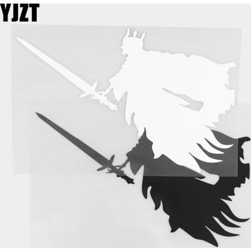 YJZT 12.8×15.5CM Fashion Art Car Stickers Sword Attack Angel Creative Vinyl Decal Back Window Decoration Black / Silver 20C-0329