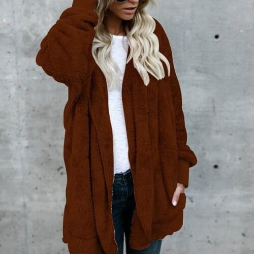 Fashion Women Autumn Winter Plush Hooded Sweater shirt Coats Long Sleeve Warm Outwear Jacket Plus Size 3XL