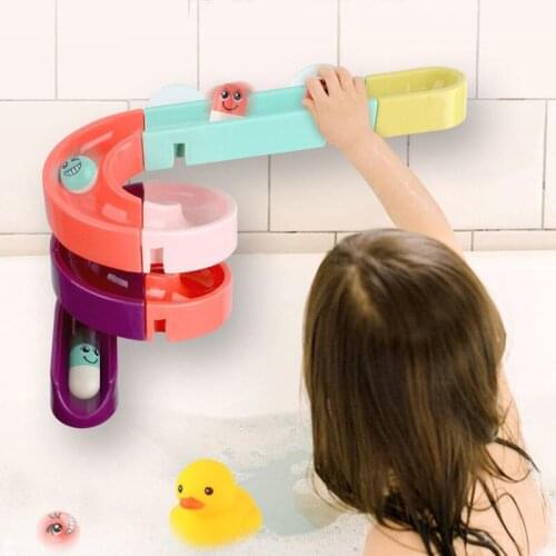 New Cute Duck Baby Bath Toys Track Slide Water Play Toys for Children Bathroom Strong Suction Cup Toys Games Kids Shower Toys