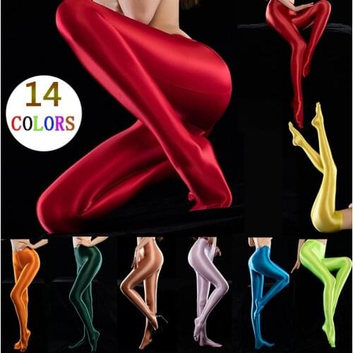 Sexy Oil Shiny Pantyhose Stockings See Through High Elastic Smooth Tights High Waist Pant Women Leggings Nightclub Wear