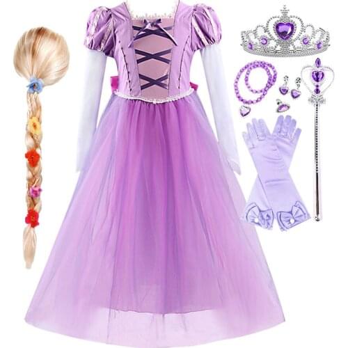 Rapunzel Dress Kids Tangled Rapunzel Cosplay Costume Baby Girl Birthday Party Christmas Fantasy Prom Evening Dress 3 4 5 6 8 10T