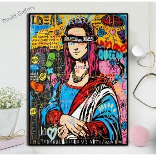 Hand Painted Graffiti Popular Art Alec Monopoly Oil Painting Wall art Mona lisa pictures Painted For Bedroom Home Decor