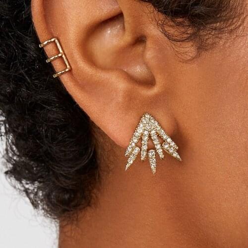 Itenice Crystal Claw Earrings For Women Gold Color Big Punk Stud Earrings Set Fashion Party Jewelry