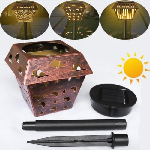 Solar Powered Garden Light Retro Outdoor Lighting Diamond Starry Sky Petal Iron Floor Lamp For Home Yard Driveway Lawn Lights