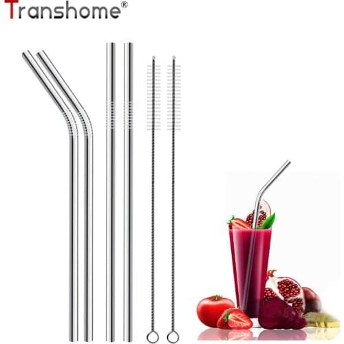Transhome 304 Stainless Straws With CleanerBrush 6/3 pcs Drinking Straw For Mug Cup Glass Bottle Accessories Only Straws Brushes