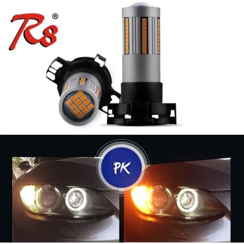 R8 Canbus Error Free PY24W 5200s LED Bulbs Turn Signal Bulbs 12V 2500LM Amber Corner For E90 X3 X5 X6 A4 Q5 No Hyper Flash
