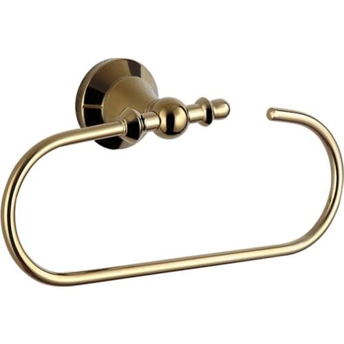 Vidric Personality Contemporary Polished Golden Gold Towel Holder Towel Ring Solid Brass Towel Bar Mounting Bathroom Products
