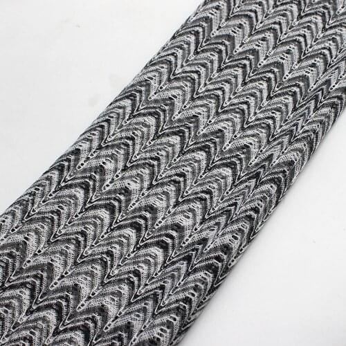 Zig Zag Knitting Lace Fabrics 1 Meter Grey Wave Striped Crochet Dress Skirt Lace Knitting Mesh Fashion Fabrics 150CM Wide