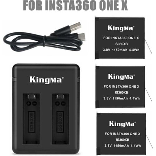 2019 1/2/3pcs For Insta 360 Chargeable Battery Pack+ Intelligent Display Dual Slots Charger For Insta360 One X Camer Accessories